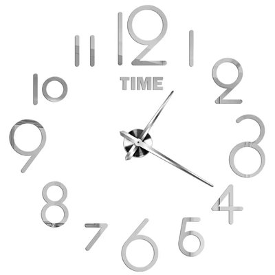 3Д годинник настінний, срібний (40-120 см) 9020-012 фото