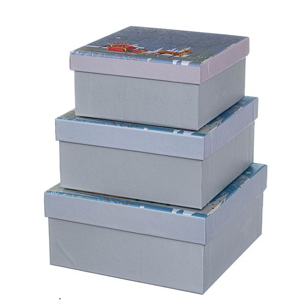 Набір з 3 коробок "Зима", синій, 20*20*9,5 8211-052 фото