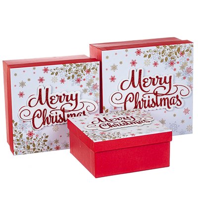 Набір з 3 коробок "Merry Christmas", білий, 20*20*9,5 8211-007 фото