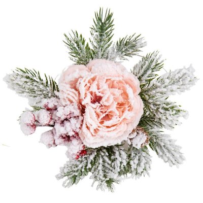 Декор хвойний "Зимова троянда", рожева 18920-005 фото