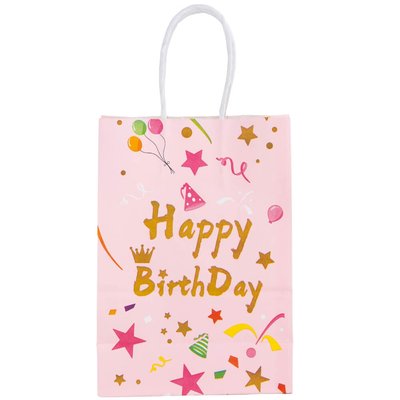 Подарунковий пакет "Happy birthday", рожевий, 15*29 см 9004-009 фото