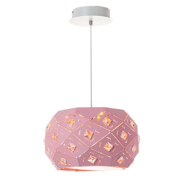Люстра-подвес розовая на 1 лампу с камнями (FE009/1) FE009/1 фото