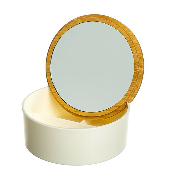 Шкатулка- зеркало с бамбуковой крышкой 12,2 см 0500-012 фото