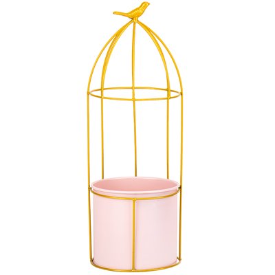 Подсвечник-ваза "Золотая птичка", розовая, 41 см 8915-007 фото