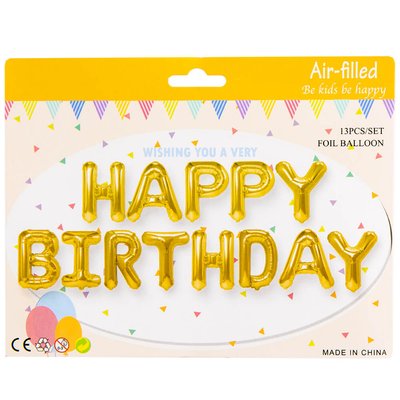Набір повітряних куль "Happy Birthday", золотий 18918-008 фото