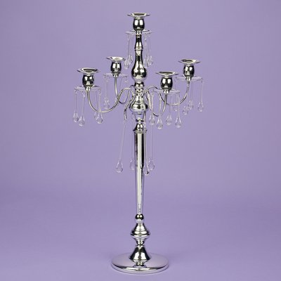 Підсвічник на 5 свічок з кристалами, хром (66 см.) 2011-015 фото