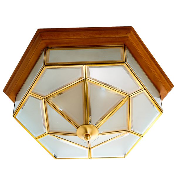 Світильник стельовий з дерев'яною основою шестикутної форми FN019/3 фото