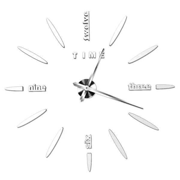 3Д часы настенные, серебряные 9020-006 фото