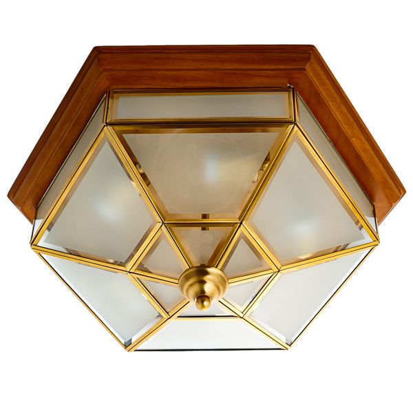 Світильник стельовий із дерев'яною основою шестикутної форми FN020/5 фото