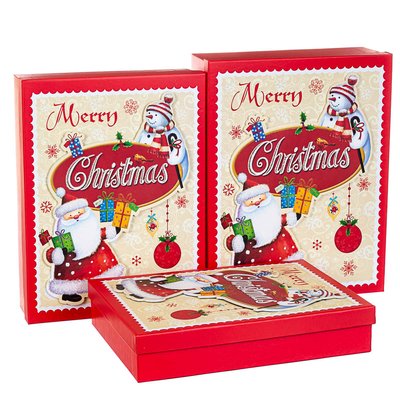 Набор из3 коробок "Дед Мороз со снеговиком" 39*30*11 8211-025 фото