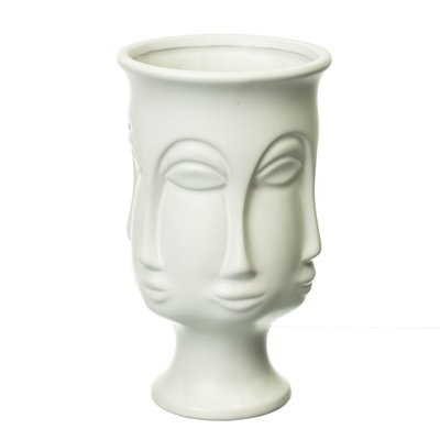 Керамічна ваза "Лице" біла 20.5 см 8723-001 фото