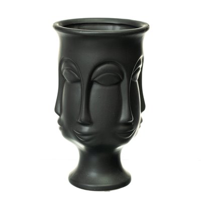 Керамічна ваза "Лице" чорна 20.5 см 8723-002 фото