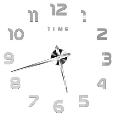 3Д часы настенные, серебряные 9020-002 фото