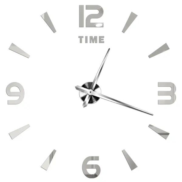 3Д годинник настінний, срібний (40-120 см) 9020-010 фото